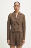 Answear Lab sacou culoarea maro, cu doua randuri de nasturi, neted