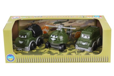 Set de 3 mini vehicule militare vesele, TechnoK, verde foto