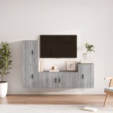 vidaXL Set dulapuri TV, 4 piese, gri sonoma, lemn prelucrat