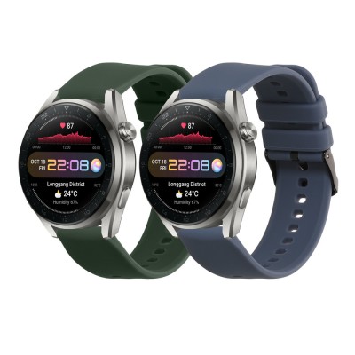 Set 2 Curele Kwmobile pentru Huawei Watch 4/Watch 4 Pro/Watch 3, Verde inchis/Albastru, Silicon, KWM000024SW002C foto