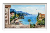 Cumpara ieftin Tablou peisaj mediteranean pictat manual inramat, Zi insorita, 110x70cm ulei pe panza, rama din lemn, Stefan Bilibou