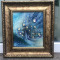 Galerie arta online Tablou abstract, pictura paun albastru, Pictura ulei inramat