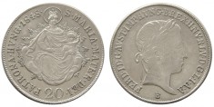 t300 UNGARIA AUSTRIA 20 KREUZER KRAJCAR 1848 ARGINT aUNC PIESA DE COLECTIE