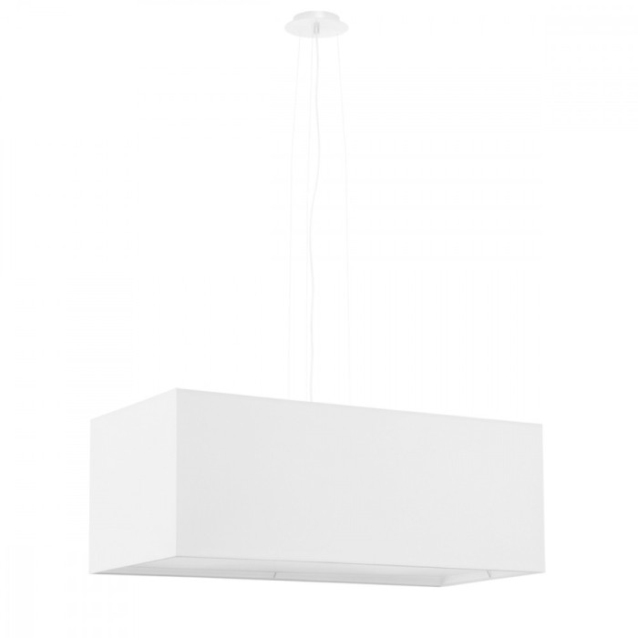 Candelabru Santa Alb, Țesătură/Sticlă/Oțel, 3 Becuri Dreptunghiulare Minimalist De Interior