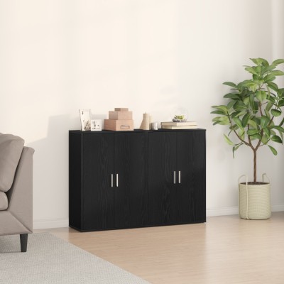vidaXL Set 2 comode stejar negru 60x31x84 cm din lemn &amp;icirc;ngineresc. foto