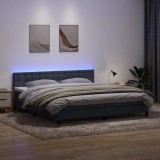 vidaXL Pat cu arcuri cu saltea și LED, gri &icirc;nchis, 180x220 cm, catifea 3317326