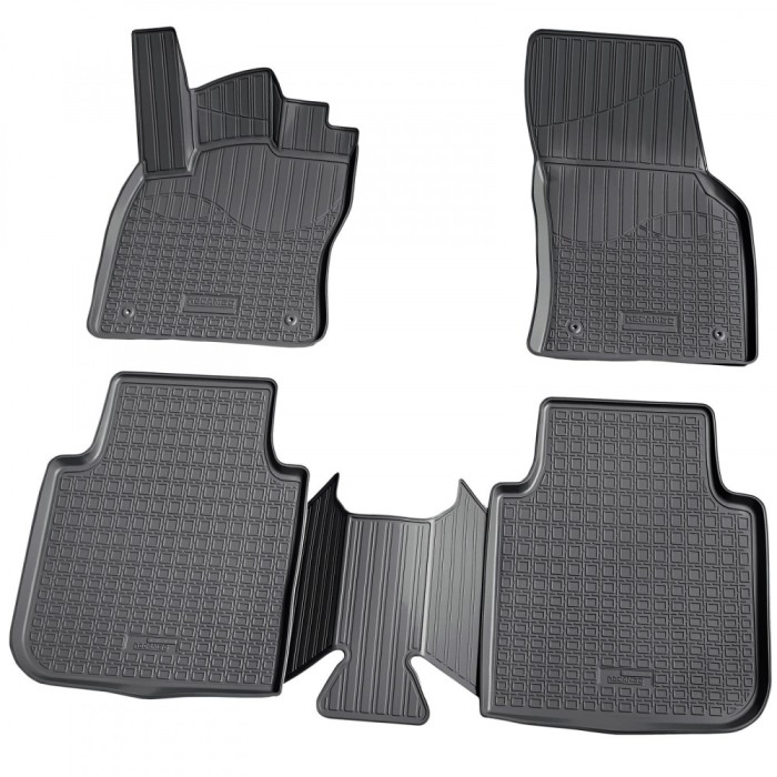 Set de 5 covorase cauciuc 3D stil tavita premium pentru VW Tiguan Allspace din 2017, Skoda Kodiaq din 2017