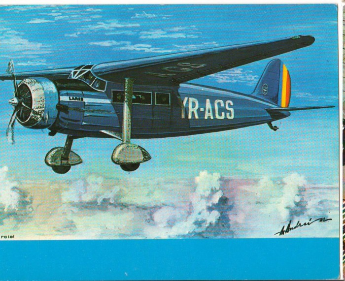 CPI B 11372 CARTE POSTALA - AVION. ICAR COMERCIAL, YR-ACS