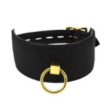 Bound Noir Nubuck &ndash; Colier din Piele cu Inel