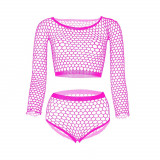 Set 2 Piese Fishnet, Roz Neon, S-L, STD