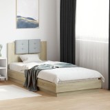 Cumpara ieftin Cadru de pat cu tăblie, stejar sonoma, 90x200 cm lemn prelucrat