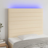 VidaXL Tăblie de pat cu LED, crem, 90x5x118/128 cm, textil