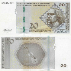 BOSNIA HERTEGOVINA █ bancnota █ 20 Konvertibilnih Marka █ 2019 █ P-83 SRB █ UNC