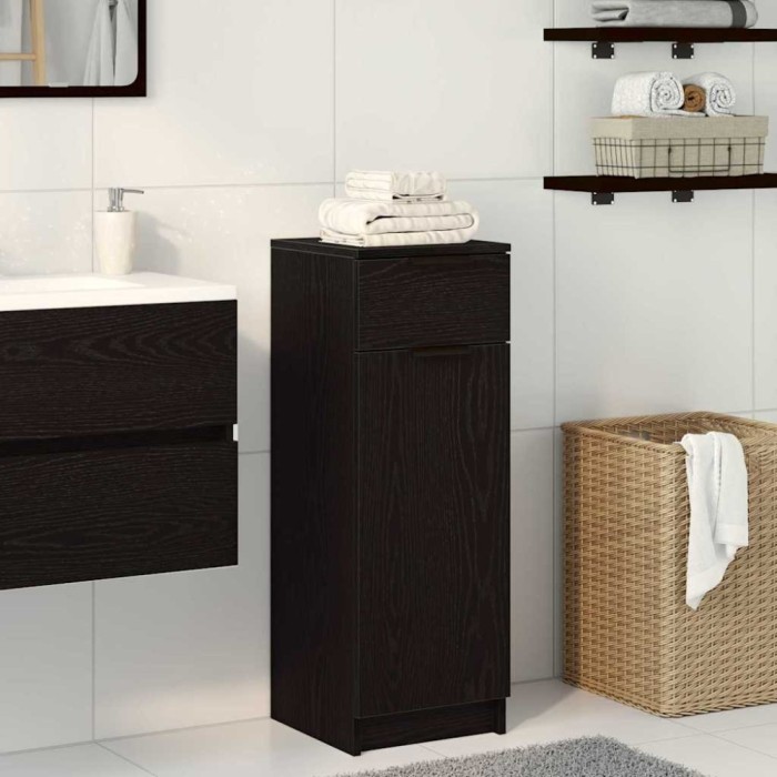 vidaXL Dulap de baie, stejar negru, 32x34x90 cm, lemn prelucrat