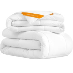 SONGMICS Pilota matlasata dubla, 4 anotimpuri, 150, 350 si 500 GSM, din microfibra, 200x200 cm, alb Household NewTrend