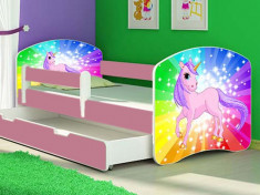 Patut Tineret MyKids Rainbow Unicorn cu Sertar si Saltea 160x80 foto