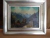 Tablou peisaj cabana in muntii, Peisaje, Ulei, Realism