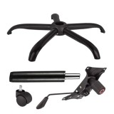 Cumpara ieftin Set placuta balans metalica 22 cm x 15 cm, baza 64 cm, rola universala si cilindru piston, gaz, pentru scaune birou, negru, 35 cm