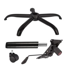 Set placuta balans metalica 22 cm x 15 cm, baza 64 cm, rola universala si cilindru piston, gaz, pentru scaune birou, negru, 35 cm
