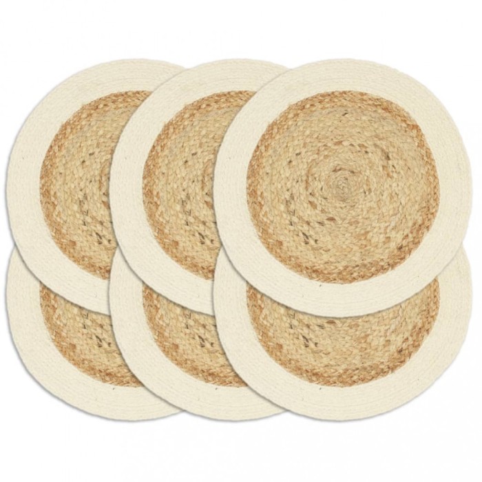vidaXL Naproane, 6 buc., natural, 38 cm, iută și bumbac, rotund