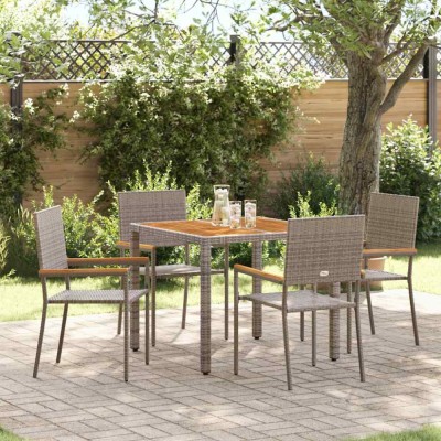 vidaXL Set de masă pentru grădină 5 pcs Gri 90 x 90 x 75 cm poliratan 3365405 foto