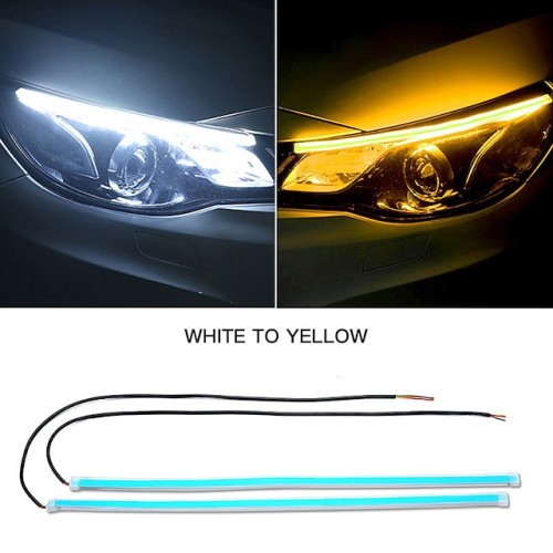 Set banda DRL LED 45 cm cu functie de semnalizare flow lumina alba + semnalizare galbena 12V Cod: SPT451504WAF12 Automotive TrustedCars