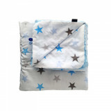 Set Paturica si perna Minky pentru copii 580 Blue Stars 75x85 cm, Egakids