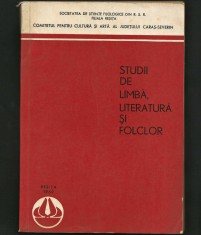 STUDII DE LIMBĂ LITERATURĂ ȘI FOLCLOR, SOCIETATEA ȘTIINȚE FILOLOGICE REȘIȚA 1969