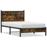 Cumpara ieftin Cadru de pat metalic fara saltea, stejar fumuriu, 107x203 cm