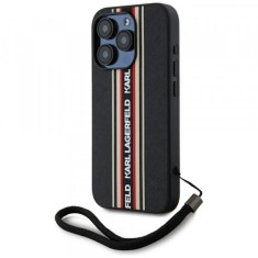Husa pentru Apple iPhone 15 Pro Max, Karl Lagerfeld, Saffiano Athleisure Stripes with Strap, Rosie
