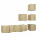 Cumpara ieftin Set de dulapuri TV, 6 piese, stejar sonoma, lemn prelucrat
