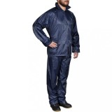 Costum de ploaie, 2 piese, albastru bleumarin, cu glugă, L