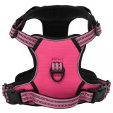 VidaXL Ham pentru c&acirc;ini cu dungi reflectorizante reglabil, roz, L