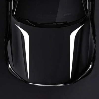 Set 2 stickere autoadezive Tuning, model &amp;quot;Hood Stripes V2&amp;quot;, dimensiune 100 x 26 cm, culoare Alba foto
