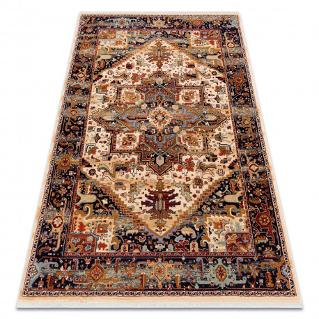 Covor L&acirc;nă KESHAN franjuri, Ornament oriental 2886/53555 bej / vin roșu, 300x380 cm