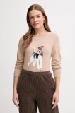 Barbour pulover din amestec de cașmir FAREHAM culoarea maro, light, LKN1688