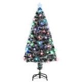 Cumpara ieftin Brad de Craciun pre-iluminat cu suport si LED-uri, 120 cm, fibra optica
