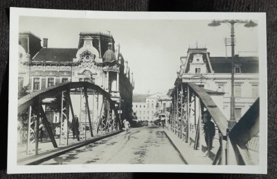 Carte postala, Lugoj, vederea Podului peste Timis, perioada interbelica foto