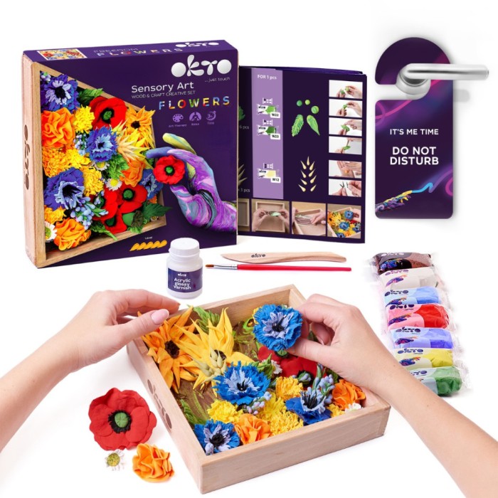 Set creatie wood &amp; craft - flowers, 21*21cm - freedom