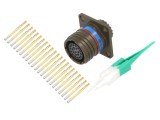 Conector Militar Amphenol Mamă D38999/20WC35SN, 22 pini, Aurit, Drept, Aluminiu, 5A