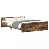 Cadru pat cu tablie la cap/picioare, stejar fumuriu, 135x190 cm