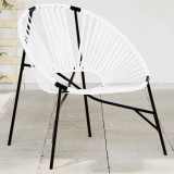 Scaun Oua Gradina Polirattan Alb Negru 77x68.5x82cm Otel Vopsit electrostatic Ratan PE