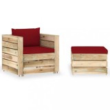 vidaXL Set mobilier de grădină cu perne, 2 piese, lemn verde tratat 3074540