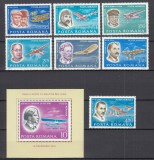 ROMANIA 1978 LP 972 LP 973 PIONIERI AI AVIATIEI SERIE+COLITA DANTELATA STARE MNH