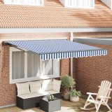 vidaXL Cortina Retractabilă Albastru și Alb 350 x 250 cm 3330200