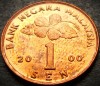 Moneda exotica 1 SEN - MALAEZIA, anul 2000 * cod 5182 = A.UNC, Asia
