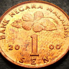 Moneda exotica 1 SEN - MALAEZIA, anul 2000 * cod 5182 = A.UNC