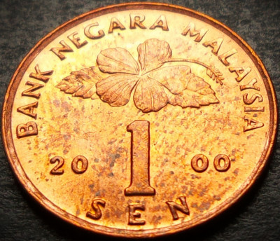 Moneda exotica 1 SEN - MALAEZIA, anul 2000 * cod 5182 = A.UNC foto