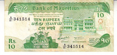 M1 - Bancnota foarte veche - Mauritius - 10 rupees foto