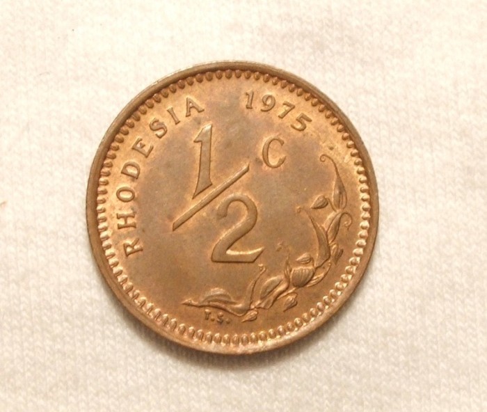 RHODESIA 1/2 CENTI 1975 UNC